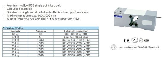 High Precision SOHEL6G 50-1000KG Load Cell for Electronic Digital Platform Scales
