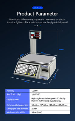 SHW-TMC 15kg Printing Bar Code Table Scale with ABS Plastic/ Stainless Steel Plate