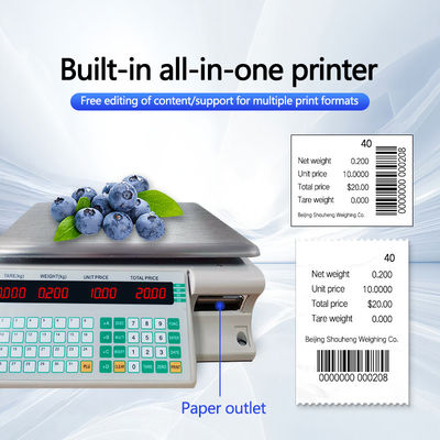 Supermarket 3kg Digital Computing Scale with Barcode Label Printing and Paper Roll Holder