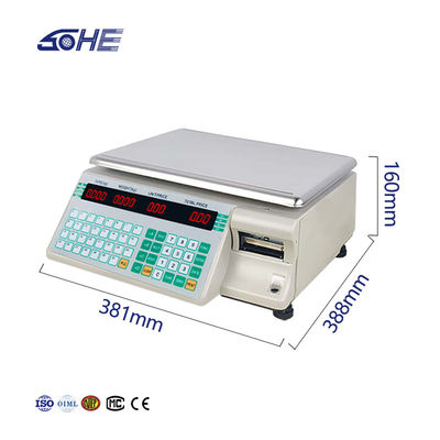Supermarket 3kg Digital Computing Scale with Barcode Label Printing and Paper Roll Holder