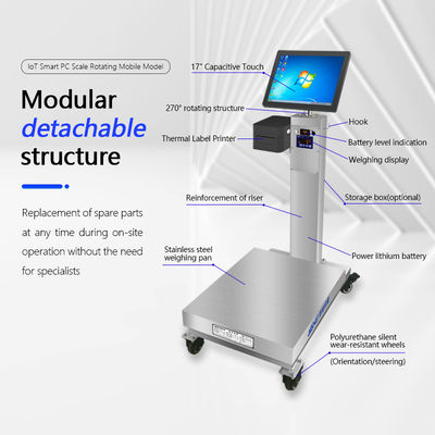 Metals Industrial Weighing Scale with 15-inch Touch Screen Rotating Table and Wheels