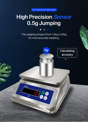 All Stainless Steel Table Scale with Double Screen and IP68 Protection Level 30kg