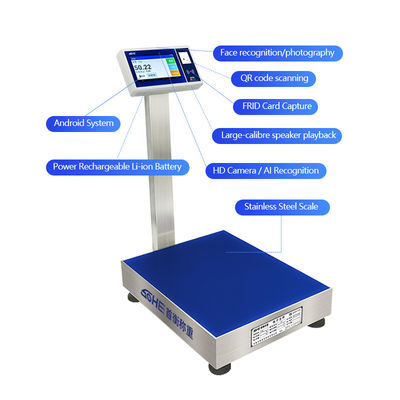 Blue 7-inch Sohe Android Smart Scale with ID/IC/RFID Card Collection and Internet of Things Entry-Exit System