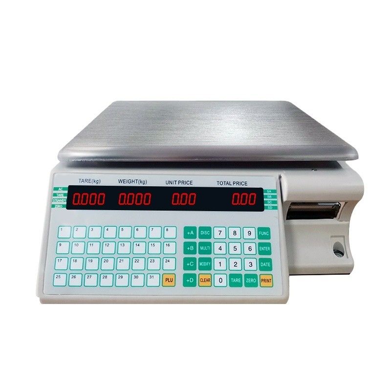 Supermarket 3kg Digital Computing Scale with Barcode Label Printing and Paper Roll Holder