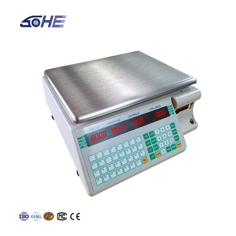 SHV-TMA Bar Code Printing Table Scale 30kg with and ABS Plastic/ Stainless Steel Plate